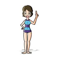 cartoon woman in striped swimsuit N5