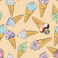 Vector seamless pattern with ice creams N2