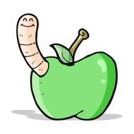Cartoon Apple With Worm N36