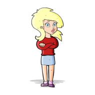 cartoon woman with folded arms N14