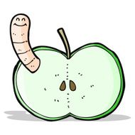 Cartoon Apple With Worm N38