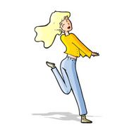 cartoon happy girl kicking out leg N4