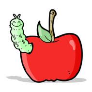 cartoon apple with bug N14