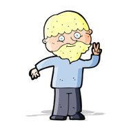 Cartoon Man Giving Peace Sign N27