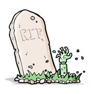 Cartoon Zombie Rising From Grave N16