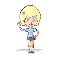 cartoon pretty girl waving N14