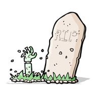 Cartoon Zombie Rising From Grave N17