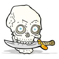 cartoon pirate skull with knife in teeth N4