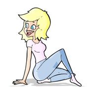 cartoon pretty woman looking happy N4