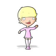 cartoon waving woman N62