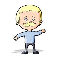 cartoon man with mustache waving N14