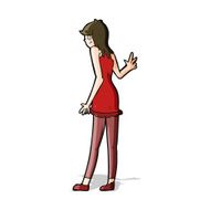 Cartoon Woman Waving N161