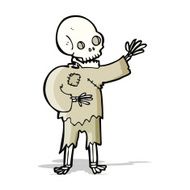 cartoon skeleton waving N4