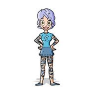 cartoon woman with heavy tattoos N5