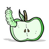 cartoon apple with bug N15