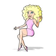 cartoon sitting woman waving N4