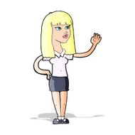 cartoon pretty woman waving N40
