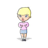 cartoon woman gesturing at self N13