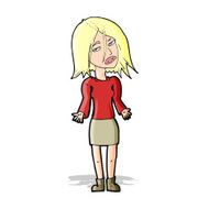 cartoon woman shrugging shoulders N229
