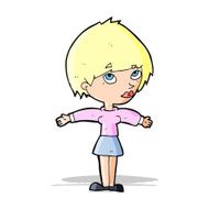 cartoon woman with open arms N46