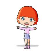 cartoon happy woman pointing N32