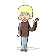 cartoon shocked woman waving hand N5