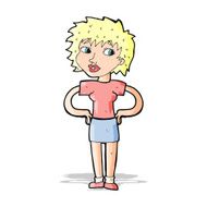 cartoon woman with hands on hips N103