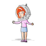 cartoon woman wearing astronaut helmet N5