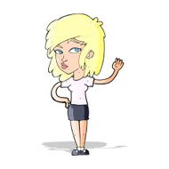 cartoon pretty woman waving N41