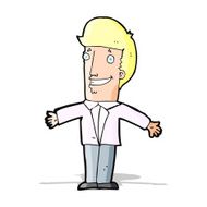 cartoon grining man with open arms N5