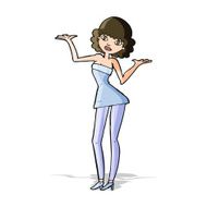 cartoon woman in cocktail dress N9