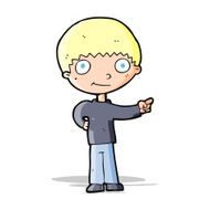 cartoon happy boy pointing N10