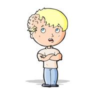 cartoon boy with growth on head N19