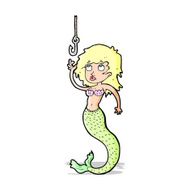 cartoon mermaid and fish hook N6
