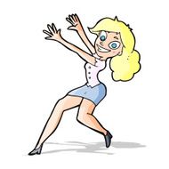 cartoon happy woman jumping N4