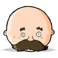 cartoon bald man with mustache N9
