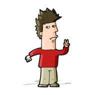 Cartoon Man Giving Peace Sign N28