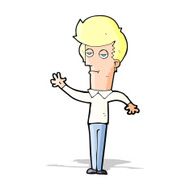 cartoon bored man waving N4