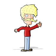 cartoon waving mustache man N5