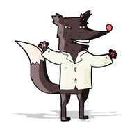 cartoon happy wolf wearing shirt N4