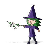 cartoon witch girl casting spell N11