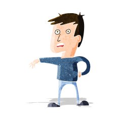cartoon man making camp gesture N9