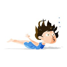 cartoon woman swimming underwater N3