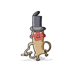 cartoon monkey wearing top hat N10