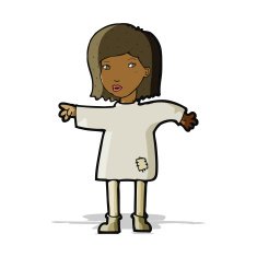 cartoon woman in patched clothing N4