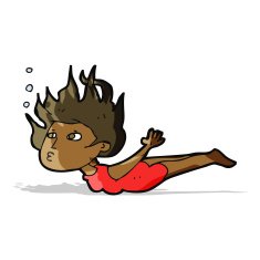 cartoon woman swimming underwater N4