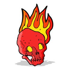 Cartoon Flaming Skull N31