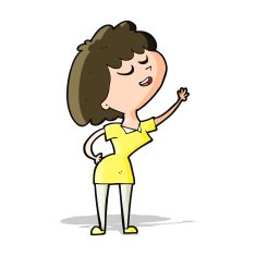cartoon happy woman about to speak N3