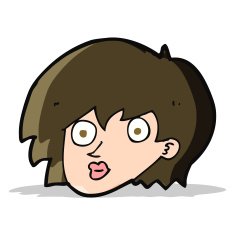 cartoon surprised female face N19