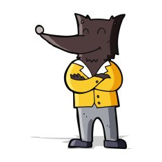 cartoon wolf in shirt N3